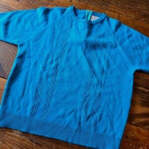Hand Loomed Vintage Knit Top Short‎ Sleeve Acrylic Pullover Sweater 36